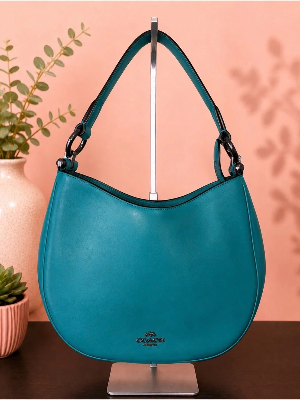 Coach Teal Leather Hobo Shoulder Bag